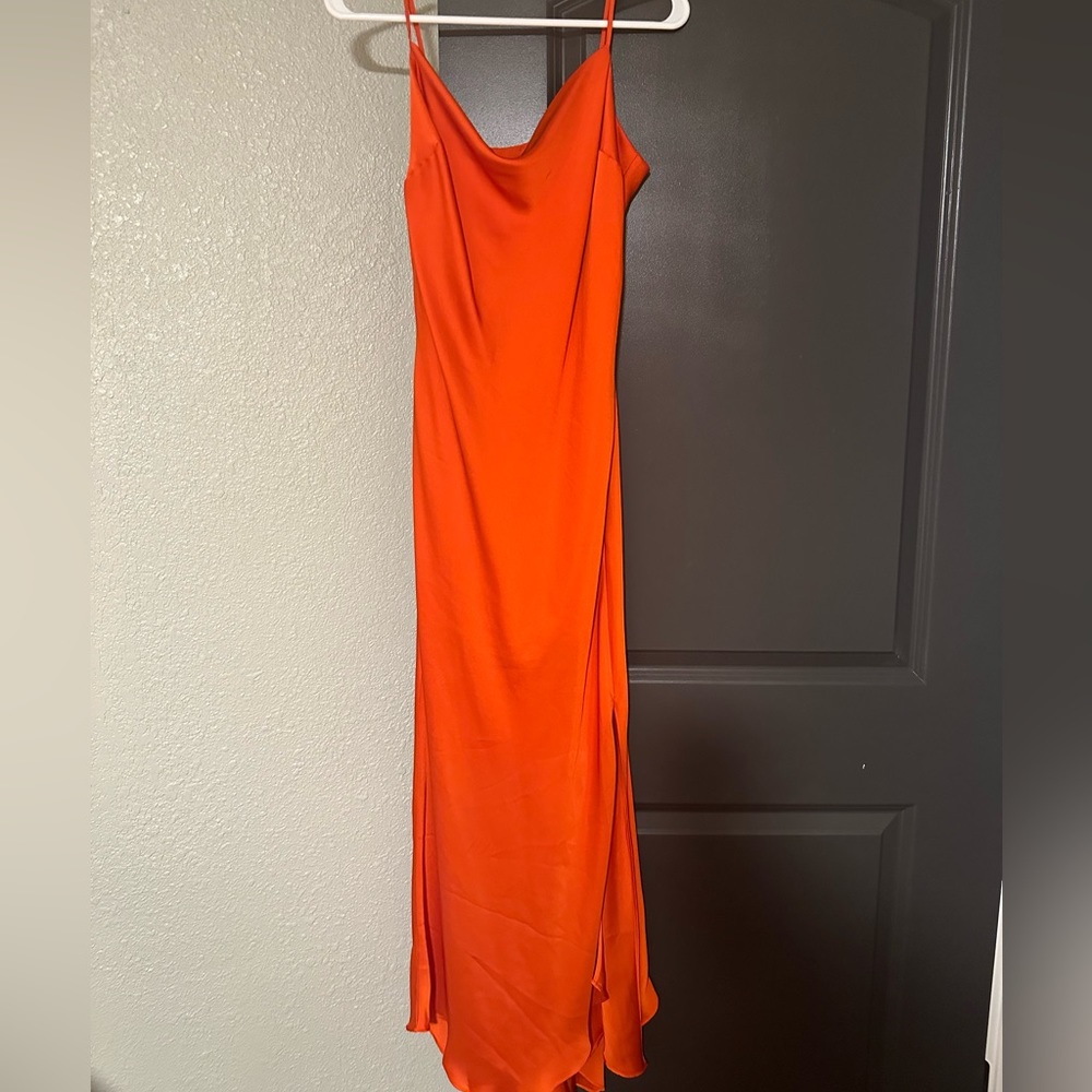 Satin Cowl Neck Maxi Slip Dress
Color: BRIGHT PAPRIKA: Express
